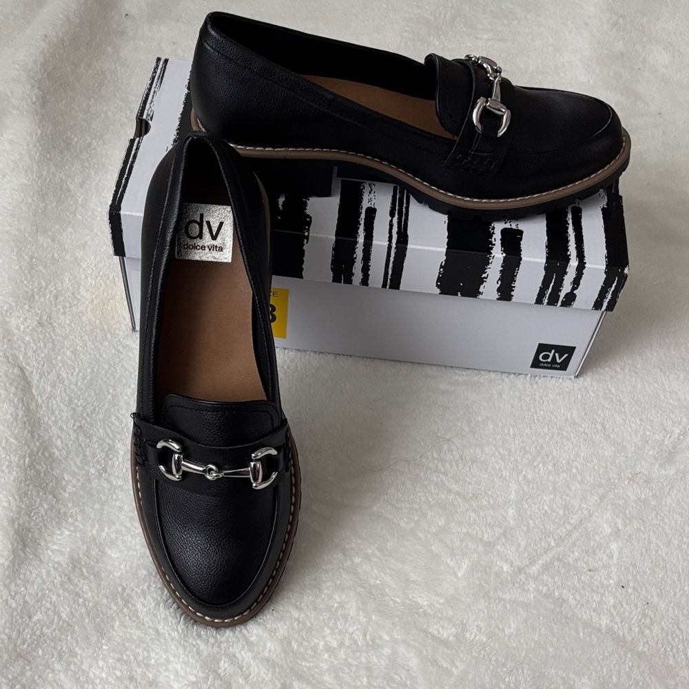 DV by Dolce Vita Women's Black Leather Loafers